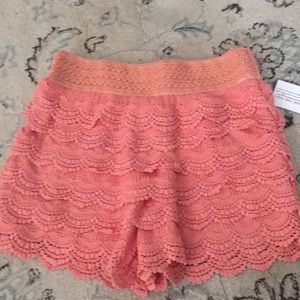 NWT Coral Lace Crocheted Shorts